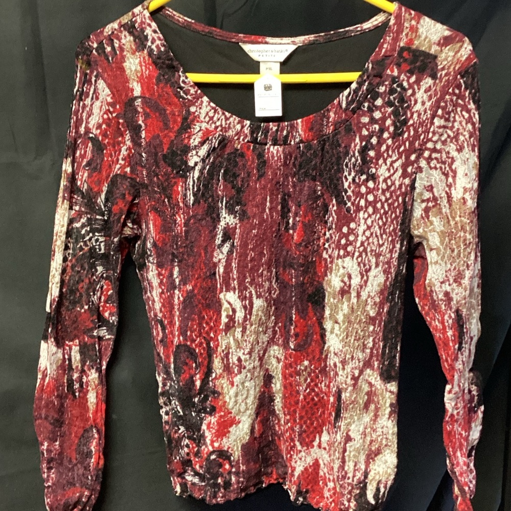 Christopher & Banks Red and Black Patterned Blouse